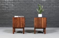 Mid Century Modern Walnut Night Stands w Metal Accents - 4751448