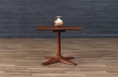 Mid Century Modern Walnut Pedestal Side Table w Star Base - 4172031
