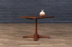 Mid Century Modern Walnut Pedestal Side Table w Star Base - 4172032