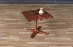 Mid Century Modern Walnut Pedestal Side Table w Star Base - 4172036