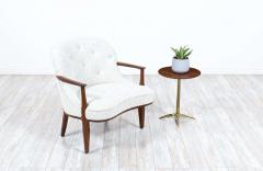 Mid Century Modern Walnut Side Table with Brass Star Base - 2394455
