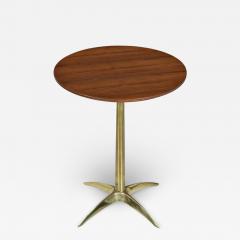 Mid Century Modern Walnut Side Table with Brass Star Base - 2394630