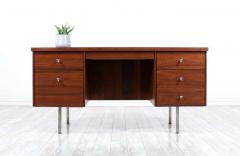 Mid Century Modern Walnut Steel Executive Desk - 2263991