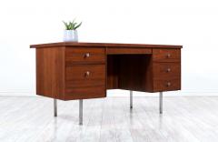 Mid Century Modern Walnut Steel Executive Desk - 2263992