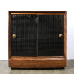 Mid Century Modern Walnut Textured Glass Dry Bar Cabinet by Gilbert Rohde - 3108581