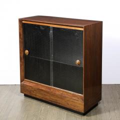 Mid Century Modern Walnut Textured Glass Dry Bar Cabinet by Gilbert Rohde - 3108663