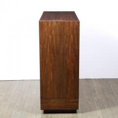 Mid Century Modern Walnut Textured Glass Dry Bar Cabinet by Gilbert Rohde - 3108674