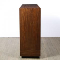 Mid Century Modern Walnut Textured Glass Dry Bar Cabinet by Gilbert Rohde - 3108718