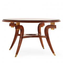 Mid Century Modern Walnut and Burl Walnut Glass Top Dining Table C 1960  - 4316699