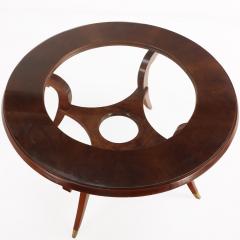 Mid Century Modern Walnut and Burl Walnut Glass Top Dining Table C 1960  - 4316701
