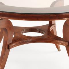 Mid Century Modern Walnut and Burl Walnut Glass Top Dining Table C 1960  - 4316702