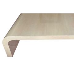 Mid Century Modern Waterfall Beige Lacquer Cocktail Coffee Table - 4342709