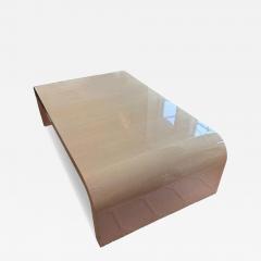Mid Century Modern Waterfall Beige Lacquer Cocktail Coffee Table - 4344782