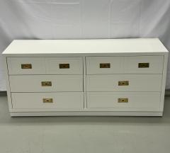 Mid Century Modern White Campaign Dresser Chest of Drawers America Brass - 2969384