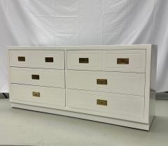 Mid Century Modern White Campaign Dresser Chest of Drawers America Brass - 2969385