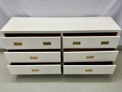 Mid Century Modern White Campaign Dresser Chest of Drawers America Brass - 2969388