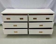 Mid Century Modern White Campaign Dresser Chest of Drawers America Brass - 2969389