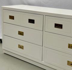 Mid Century Modern White Campaign Dresser Chest of Drawers America Brass - 2969393