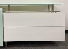 Mid Century Modern White Lacquered and Glass Console Dresser or Sideboard - 2505875