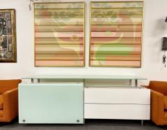 Mid Century Modern White Lacquered and Glass Console Dresser or Sideboard - 2505876