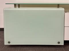 Mid Century Modern White Lacquered and Glass Console Dresser or Sideboard - 2505877