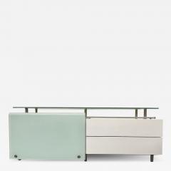 Mid Century Modern White Lacquered and Glass Console Dresser or Sideboard - 2510520
