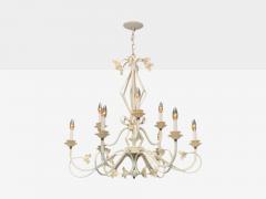 Mid Century Modern White Painted Iron Large Chandelier USA 1960s - 4267770