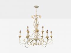 Mid Century Modern White Painted Iron Large Chandelier USA 1960s - 4267772