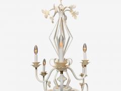 Mid Century Modern White Painted Iron Large Chandelier USA 1960s - 4267773