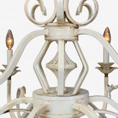 Mid Century Modern White Painted Iron Large Chandelier USA 1960s - 4267775