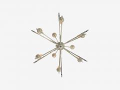 Mid Century Modern White Painted Iron Large Chandelier USA 1960s - 4267778