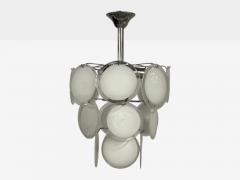 Mid Century Modern White Pendant Light Murano Glass Chrome 1960s - 4618352