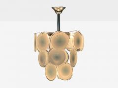 Mid Century Modern White Pendant Light Murano Glass Chrome 1960s - 4618353