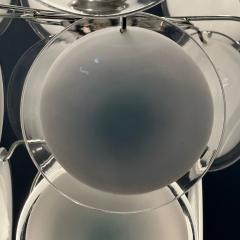 Mid Century Modern White Pendant Light Murano Glass Chrome 1960s - 4618356
