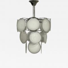 Mid Century Modern White Pendant Light Murano Glass Chrome 1960s - 4618772