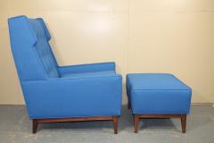 Mid Century Modern Wing Back Chair and Ottoman with New Maharam Fabric - 1917306