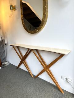 Mid Century Modern Wood and Marble Wave Console Table Italy - 3379882