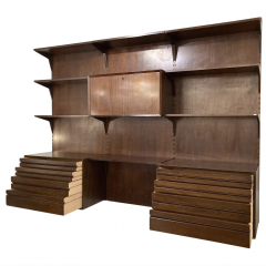 Mid Century Modern Wooden Wall Unit Italy 1960s - 3721691