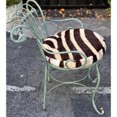 Mid Century Modern Wrought Iron Leather Vanity Stool - 3427525
