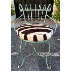 Mid Century Modern Wrought Iron Leather Vanity Stool - 3427670