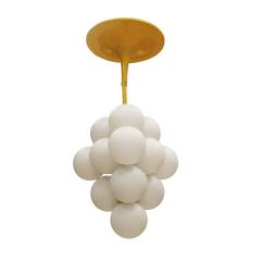 Mid Century Modern Yellow Cluster with White Opaline Italian Suspension Lamp - 3222950