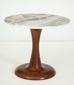 Mid Century Modern side table Walnut and Marble Top  - 822495