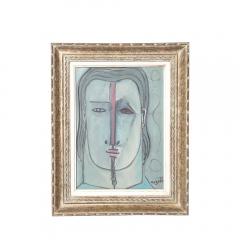 Mid Century Modernist Abstract Cubist Portrait in Oil on Canvas signed Augusti - 4720234