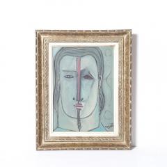 Mid Century Modernist Abstract Cubist Portrait in Oil on Canvas signed Augusti - 4720252