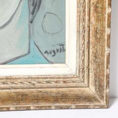 Mid Century Modernist Abstract Cubist Portrait in Oil on Canvas signed Augusti - 4720253