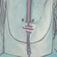 Mid Century Modernist Abstract Cubist Portrait in Oil on Canvas signed Augusti - 4720254