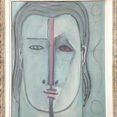 Mid Century Modernist Abstract Cubist Portrait in Oil on Canvas signed Augusti - 4720255