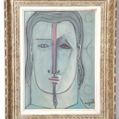 Mid Century Modernist Abstract Cubist Portrait in Oil on Canvas signed Augusti - 4720256
