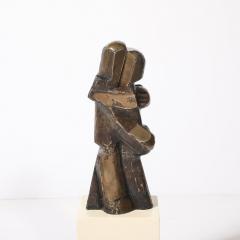 Mid Century Modernist Abstracted Figural Bronze Sculpture of an Embracing Couple - 4304298