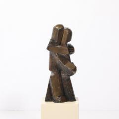 Mid Century Modernist Abstracted Figural Bronze Sculpture of an Embracing Couple - 4304311